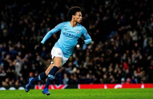 12.12.2018, xfux, Fussball UEFA Champions League, Manchester City FC - TSG 1899 Hoffenheim, emspor, v.l. Leroy Sane (Manchester City FC) Torjubel, Goal celebration, celebrate the goal zum 1:1 Manchester