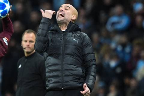 Sport Bilder des Tages 12.12.2018, xmeix, Fussball UEFA Champions League, Manchester City FC - TSG 1899 Hoffenheim, emspor, v.l. Trainer Pep Guardiola (Manchester City) DFL DFB REGULATIONS PROHIBIT ANY USE OF PHOTOGRAPHS as IMAGE SEQUENCES and or QUASI-VIDEO Manchester