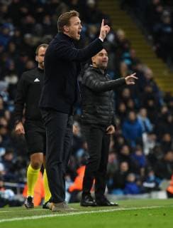 12.12.2018, xfux, Fussball UEFA Champions League, Manchester City FC - TSG 1899 Hoffenheim, emspor, v.l. Trainer Julian Nagelsmann (TSG 1899 Hoffenheim) gibt Anweisungen, gestikuliert, mit den Armen gestikulieren gives instructions, gesticulate, gesticolando. Manchester