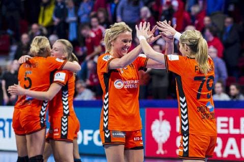 Handball, Frauen: EM, Niederlande - Deutschland Hauptrunde, Gruppe 2, 3. Spieltag im Palais des Sports Charris Rozemalen (Niederlande Bietigheim), Estavana Polman (Niederlande) Schlussjubel Schlußjubel Emotion Freude Nancy Palais des Sports Jean Weille Frankreich