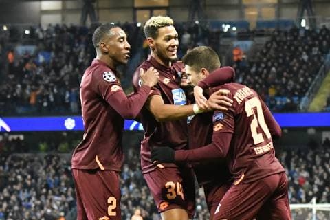 Manchester City - TSG 1899 Hoffenheim Torjubel nach dem verwandelten Elfmeter von Hoffenheims Andrej Kramaric (Nr.27) zum 0:1 links im Bild beim Spiel in der Champions League, Manchester City - TSG 1899 Hoffenheim. Manchester. 12.12.18 Fussball Champions League , Manchester