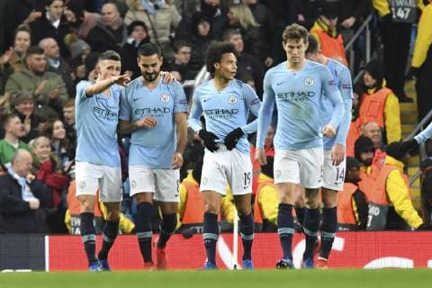 Manchester City - TSG 1899 Hoffenheim Torjubel zum 1:1 Ausgleich nach dem Treffer von Manchesters Sane Sane, Leroy (Nr.19) beim Spiel in der Champions League, Manchester City - TSG 1899 Hoffenheim. Manchester. 12.12.18 Fussball Champions League , Manchester