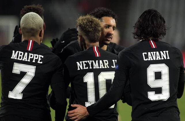 11.12.2018 Belgrade(Serbia) FK Crvena Zvezda(FC Red Star)-FC Paris Saint Germain PSG UEFA Champions League men s football Kyllian Mbappe,Neymar,Marquinhos,Edinson Cavani FC Paris Saint Germain PSG : 