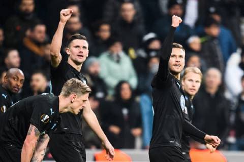 181213 Marcus Antonsson and Arn?r Ingvi Traustason of Malmö FF celebrates after 0-1 during the Europa league match between Besiktas and Malmö FF on December 13, 2018 in Istanbul. Photo: Petter Arvidson BILDBYRN kod PA 92175 Copyright: PETTERxARVIDSON BB181213PA041