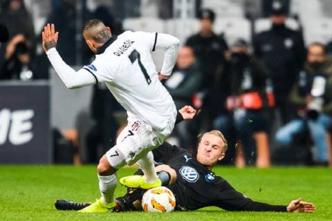 181213 Ricardo Quaresma of Besiktas stamps Franz Brorsson of Malmö FF during the Europa league match between Besiktas and Malmö FF on December 13, 2018 in Istanbul. Photo: Petter Arvidson BILDBYRN kod PA 92175 Copyright: PETTERxARVIDSON BB181213PA053