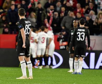 Sevilla FC s players jubilate a goal by Ever Banega during the UEFA Europa League 6th round groups phase match between Sevilla and Krasnodar at the Sanchez Pizjuan Stadium, in Seville, Andalusia, Spain, 13 December 2018. Sevilla vs. Krasnodar !ACHTUNG: NUR REDAKTIONELLE NUTZUNG!  Copyright: xRaulxCarox GRAF6528 20181213-636803301243425374