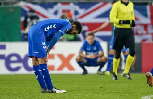 SOCCER - UEFA EL, Rapid vs Rangers VIENNA,AUSTRIA,13.DEC.18 - SOCCER - UEFA Europa League, group stage, SK Rapid Wien vs Glasgow Rangers. Image shows the disappointment of Connor Goldson (Rangers). Keywords: Wien Energie. GEPAxpictures xMarioxKneisl
