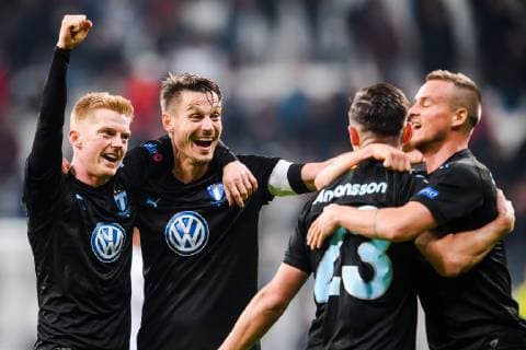 181213 Anders Christiansen and Markus Rosenberg of Malmö FF celebrates after the Europa league match between Besiktas and Malmö FF on December 13, 2018 in Istanbul. Photo: Petter Arvidson BILDBYRN kod PA 92175 Copyright: PETTERxARVIDSON BB181213PA083