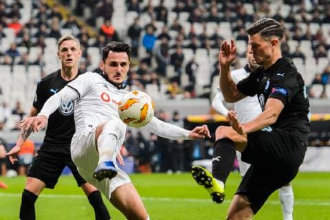 181213 Mustafa Pektemek of Besiktas and Marcus Antonsson of Malmö FF during the Europa league match between Besiktas and Malmö FF on December 13, 2018 in Istanbul. Photo: Petter Arvidson BILDBYRN kod PA 92175 Copyright: PETTERxARVIDSON BB181213PA102