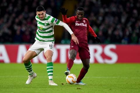 SOCCER - UEFA EL, Celtic vs RBS GLASGOW,SCOTLAND,13.DEC.18 - SOCCER - UEFA Europa League, group stage, Celtic Glasgow vs Red Bull Salzburg. Image shows Tom Rogic (Celtic) and Diadie Samassekou (RBS). GEPAxpictures xFlorianxErtl