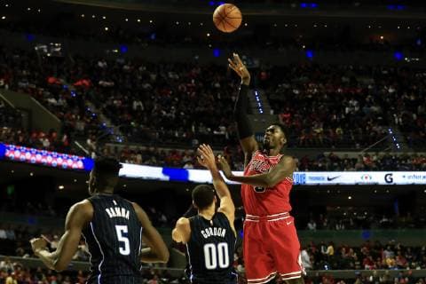 December 14, 2018 - EUM20181214DEP03.JPG.CIUDAD DE MEXICO.- Deporte NBA Basketball Herren USA - El equipo Magic de Orlando derrota 97-91 a los Bulls de Chicago en la Arena Ciudad de Mexico, la noche del jueves 13 de diciembre de 2018. Foto: Agencia EL UNIVERSAL RCC. Latin News: December 14, 2018 Copyright: xIrvinxOlivaresx