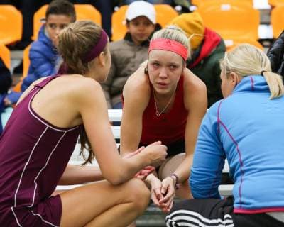 Sport Bilder des Tages Antonia Lottner (lks) spricht mit Katharina Hobgarski die wegen einer Verletzung aufgeben musste,. Deutsche Meisterschaften 2018 Copyright: xJuergenxHasenkopfx