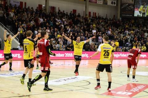 Jubel bei Coburg, Enttaeuschung beim Luebbecke HSC 2000 Coburg TuS N-Luebbecke , 2.Liga Handball, 15.12.2018 Coburg Copyright: xEIBNER Rosenbuschx EP_eer