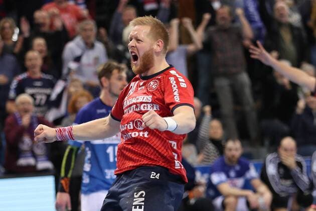SG Flensburg-Handewitt vs Bergischer HC, Handball, 1.Bundesliga, 16.12.18 Jubel Torjubel bei Jim Gottfridsson (SG Flensburg-Handewitt, 24)