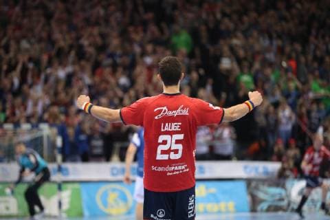 SG Flensburg-Handewitt vs Bergischer HC, Handball, 1.Bundesliga, 16.12.18 Jubel nach Sieg Rasmus Lauge Schmidt (SG Flensburg-Handewitt, 25)