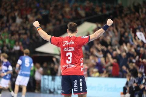 SG Flensburg-Handewitt vs Bergischer HC, Handball, 1.Bundesliga, 16.12.18 Jubel nach Sieg Tobias Karlsson (SG Flensburg-Handewitt, 03)