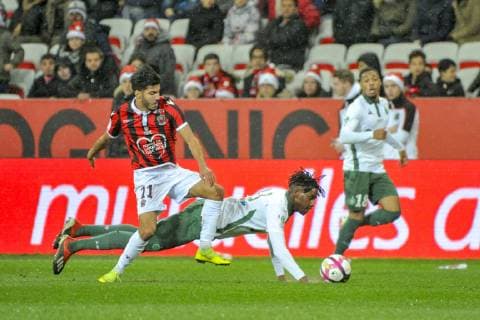 Bassem Srarfi (OGC Nice) - Nathan Charles Abi (AS Saint Etienne) FOOTBALL : OGC Nice vs Saint Etienne - Ligue 1 conforama - Nice - 16 12 2018 NorbertScanella Panoramic 