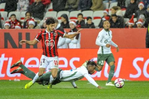 Bassem Srarfi (OGC Nice) - Nathan Charles Abi (AS Saint Etienne) FOOTBALL : OGC Nice vs Saint Etienne - Ligue 1 conforama - Nice - 16 12 2018 NorbertScanella Panoramic 