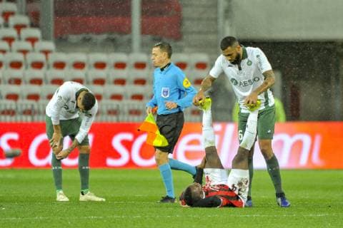 Yann M Villa (As Saint Etienne) - Ignatius Ganago (OGC Nice) FOOTBALL : OGC Nice vs Saint Etienne - Ligue 1 conforama - Nice - 16 12 2018 NorbertScanella Panoramic 