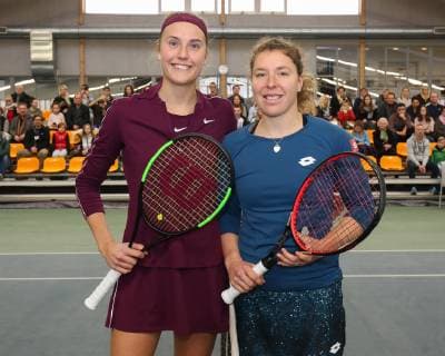 Anna-Lena Friedsam (r) und Antonia Lottner, Endspiel Deutsche Meisterschaften 2018 Tennis - Deutsche Meisterschaften 2018 - Deutsche Meisterschaft - - Biberach an der Riss - Baden-Wuerttemberg - Germany - 16 December 2018. Â Copyright: xJuergenxHasenkopfx