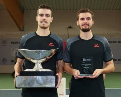 Sieger Mats Moraing, und Finalist Oscar Otte Siegerehrung, Praesentation, Endspiel Deutsche Meisterschaften 2018 Tennis - Deutsche Meisterschaften 2018 - Deutsche Meisterschaft - - Biberach an der Riss - Baden-Wuerttemberg - Germany - 16 December 2018. Â Copyright: xJuergenxHasenkopfx