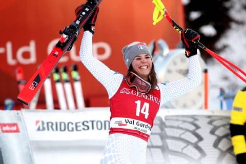ALPINE SKIING - FIS WC Val Gardena VAL GARDENA,ITALY,18.DEC.18 - ALPINE SKIING - FIS World Cup, downhill, ladies, award ceremony. Image shows Nicol Delgado (ITA). GEPAxpictures xChristianxWalgram