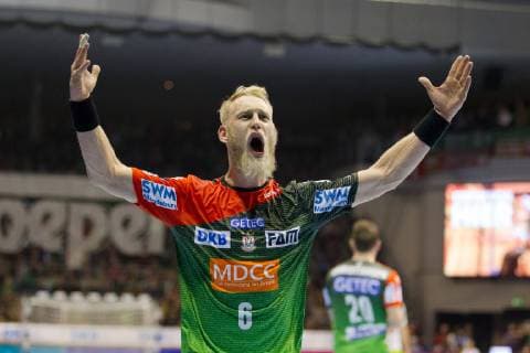 Sport Bilder des Tages Matthias Musche (Nr. 6 SC Magdeburg) jubelt SC Magdeburg vs Frisch Auf Goeppingen SC Magdeburg vs Frisch Auf Goeppingen, Handball, DHB-Pokal Viertelfinale, Saison 2018 2019, 19.12.2018 Magdeburg Copyright: xEIBNER DanielxReineltx EP_DRT