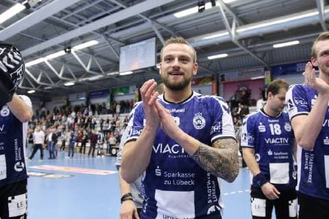 Freude bei Thees Glabisch (VfL Luebeck-Schwartau 2), ASV Hamm-Westfalen vs VfL Luebeck Schwartau, Handball, 2. Bundesliga, 21.12.2018, ASV Hamm-Westfalen vs VfL Luebeck Schwartau, Handball, 2. Bundesliga, 21.12.2018 Hamm Copyright: xEIBNER JanxStrohdiekx EP_JSK