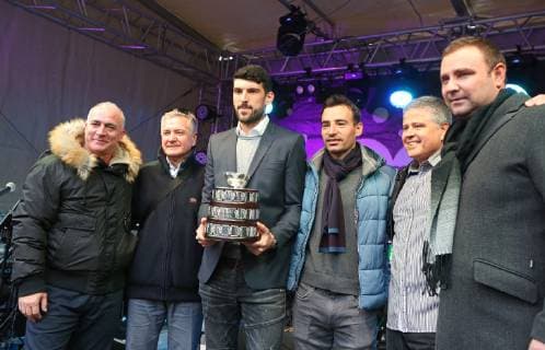 Welcome ceremony for Davis Cup winners 22.12.2018.Sibenik,Croatia - City of Sibenik and Tennis club Subicevac organized welcome ceremony for Davis Cup winners Franko Skugor and Ivan Dodig with Neven Nakic.  DuskoxJaramaz PIXSELL