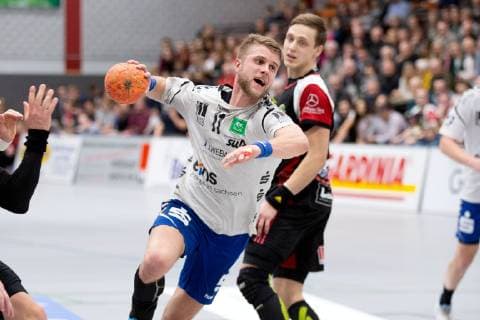Luebbecke, Deutschland 22.12.2018: 2. Handball Bundesliga - 2018 2019 - TuS-N-Luebbecke vs. EHV Aue (M) Benas Petreikis (Aue) Luebbecke Nordrhein-Westfalen Deutschland Merkur Arena
