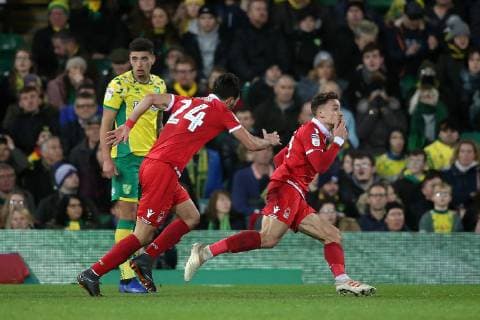 Norwich City v Nottingham Forest Sky Bet Championship Matty Cash of Nottingham Forest celebrates scoring his sides 1st goal during the Sky Bet Championship match at Carrow Road, Norwich Content Not Available For UK Newspapers Copyright: xPaulxChestertonx FIL-12733-0005