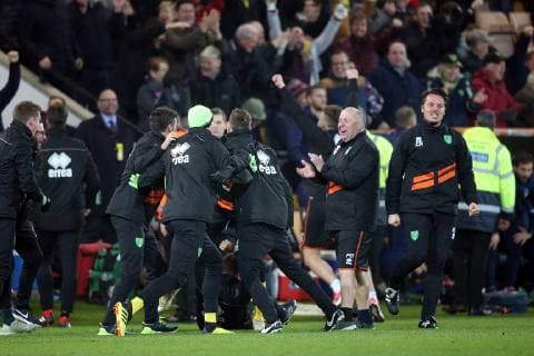 Norwich City v Nottingham Forest Sky Bet Championship The Norwich bench celebrate their side?s 3rd goal on the pitch during the Sky Bet Championship match at Carrow Road, Norwich Content Not Available For UK Newspapers Copyright: xPaulxChestertonx FIL-12733-0039
