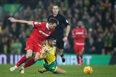 Norwich City v Nottingham Forest Sky Bet Championship Emiliano Buendia of Norwich and Jack Robinson of Nottingham Forest battle for the ball during the Sky Bet Championship match at Carrow Road, Norwich Content Not Available For UK Newspapers Copyright: xPaulxChestertonx FIL-12733-0077