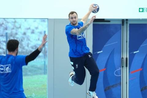 Valentin Porte (France) HANDBALL : Equipe de France - Entrainement + Equipe de France - 27 12 2018 KevinDomas Panoramic 