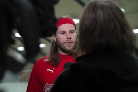 Mikkel Hansen og resten af det danske herrelandshold traener forud for haandbold VM i Nordvest Hallen i Herning, fredag den 28. december 2018.. , Herning Denmark Copyright: BoxAmstrup BoxAmstrupx cop103 spdk20181228-184255-L