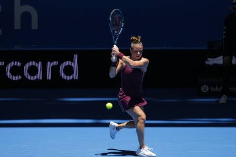 29th December 2018, RAC Arena, Perth, Australia; Hopman Cup Tennis, sponsored by Mastercard; Maria Sakkari of Team Greece plays a backhand shot against Katie Boulter of Team Britain  ActionPlus12091020 DavidxWoodley