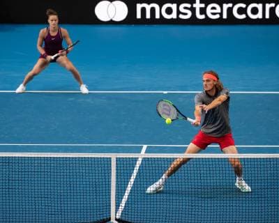 Maria Sakkari Stefanos Tsitsipas, Mixed Doubles Tennis - Hopman Cup 2019 - ITF - Perth Arena - Perth - Western Australia - Australia - 29 December 2018. Â Copyright: xJuergenxHasenkopfx