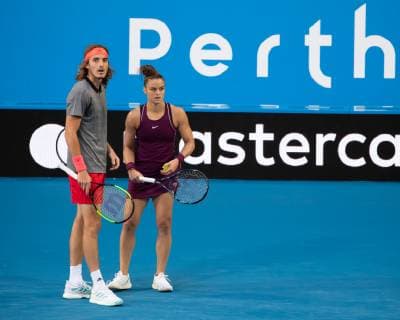 Maria Sakkari Stefanos Tsitsipas, Mixed Doubles Tennis - Hopman Cup 2019 - ITF - Perth Arena - Perth - Western Australia - Australia - 29 December 2018. Â Copyright: xJuergenxHasenkopfx