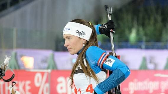 29.12.2018, xkhx, Veltins-Arena JOKA Biathlon und WTC 2018 Biathlon World Team Challenge auf Schalke Darja Dascha Uladsimirauna Domratschawa (Weissrussland) vor dem Start *** 29 12 2018 xkhx Veltins Arena JOKA Biathlon and WTC 2018 Biathlon World Team Challenge on Schalke Darja Dascha Uladsimirauna Domratschawa Belarus before the start