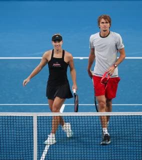 Angelique Kerber und Alexander Zverev, Mixed Doubles Tennis - Hopman Cup 2019 - ITF - RAC Arena - Perth - Western Australia - Australia - 30 December 2018. Â Copyright: xJuergenxHasenkopfx
