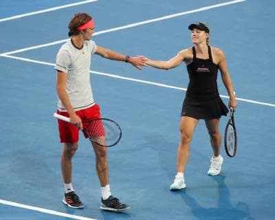 Angelique Kerber und Alexander Zverev, Mixed Doubles Tennis - Hopman Cup 2019 - ITF - RAC Arena - Perth - Western Australia - Australia - 30 December 2018. Â Copyright: xJuergenxHasenkopfx