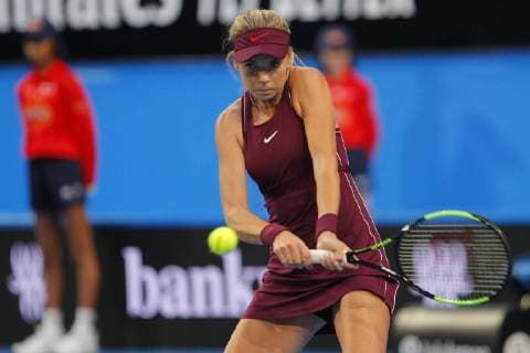 30th December 2018, RAC Arena, Perth, Australia; Hopman Cup Tennis, sponsored by Mastercard; Katie Boulter of Team Britainconcentrates on the ball during her match against Belinda Bencic of Team Switzerland  ActionPlus12091775 DavidxWoodley