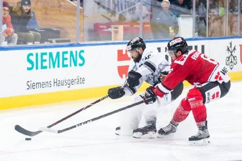 30.12.2018 - Eishockey - Saison 2018 2019 - Spengler Cup - Halbfinale: Team Canada - Thomas Sabo Ice Tigers Icetigers Nürnberg - ThHa - Brandon Segal (26, Thomas Sabo Ice Tigers ) Dante Fabbro (8, Team Canada )