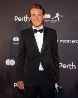 Hopman Cup Feature, New Year s Eve Gala, Silvester Ball, Lucas Pouille und Alize Cornet Tennis - Hopman Cup New Year™s Eve Gala - ITF - Crown Perth Grand Ballroom - Perth - Western Australia - Australia - 31 December 2018. Â Copyright: xJuergenxHasenkopfx