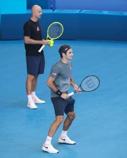 Trainer Ivan Ljubicic und Roger Federer, Training Copyright: xJuergenxHasenkopfx