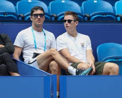 Alexander Zverev Team, Mischa Zverev und Trainer,coach Arthur Kaziev Copyright: xJuergenxHasenkopfx