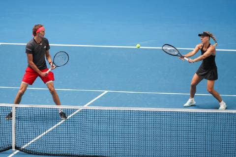 Angelique Kerber, Alexander Zverev, Mixed Doubles Tennis - Hopman Cup 2019 - ITF - RAC Arena - Perth - Western Australia - Australia - 2 January 2019. Â Copyright: xJuergenxHasenkopfx