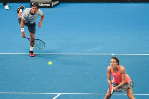 Lucas Pouille, Alize Cornet, Mixed Doubles Tennis - Hopman Cup 2019 - ITF - RAC Arena - Perth - Western Australia - Australia - 2 January 2019. Â Copyright: xJuergenxHasenkopfx
