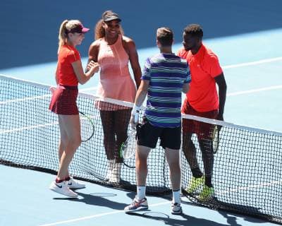 Serena Williams und Frances Tiafoe gratulieren den Siegern Katie Boulter, Cameron Norrie Mixed Doubles Tennis - Hopman Cup 2019 - ITF - RAC Arena - Perth - Western Australia - Australia - 3 January 2019. Â Copyright: xJuergenxHasenkopfx
