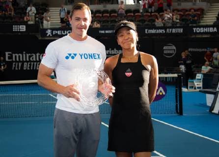 January 3, 2019 - Brisbane, AUSTRALIA - Sascha Bajin poses with Naomi Osaka after being awarded the WTA Tennis Damen Coach of the Year Award at the 2019 Brisbane International WTA Premier tennis tournament 2019 Brisbane International - 3 Jan - ZUMAa181 20190103_zaa_a181_048 Copyright: xAFP7x